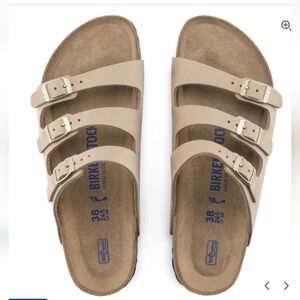Birkenstock Florida Fresh Soft Footbed Nubuck Leather Sandcastle NEW 39 8 8.5